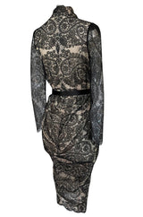 Fall 2010 Alexander McQueen Black Scalloped Lace Wrap Dress