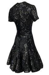 1980s Bob Mackie Heavily Beaded & Sequin Dress w Pink & Red Surprise Underskirt