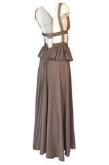 1970s Jean Varon Grecian Inspired Plunging Front & Crossed Back Dress