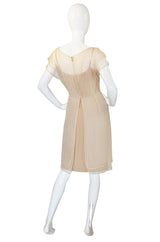 1955 Rare Irene Lentz Pale Taupe Silk Dress