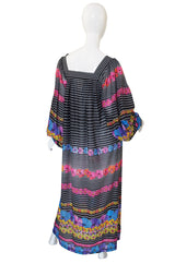 1960s Nylon Floral Gottex Caftan Dress