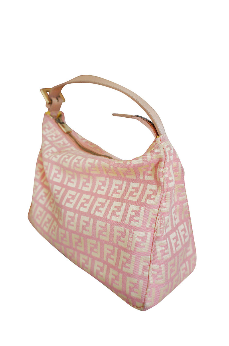 Early 2000s Pink and Gold Fendi Logo Mini Bag