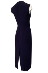 1990s Sophie Sitbon Minimalist Deep Blue Front Cut Out Bralette Dress