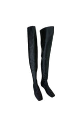 Early 2000s Marni Black Silk Thigh High Boots