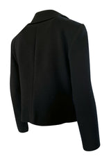 1970s Tricosa France Cropped Black Jacket w Pointed Collar Gold Buttons