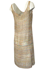 Spring 1981 Halston Couture Runway Hand Beaded Pastel Color Dress