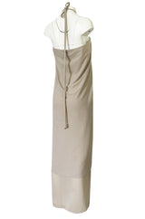 Fall 1994 Bill Blass Sand Coloured Silk Crepe Gathered Front Halter Dress