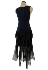 Cruise 2002 Chanel by Karl Lagerfel Cashmere Knit Dress w Silk Chiffon Ribbon Skirt