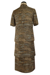 Elegant 1960s Madame Gres Haute Couture Printed & Tiered Silk Day Dress