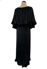 Perfect 1980s Galanos Easy to Wear Little Black Silk Dress w Cape Cut Sleeves