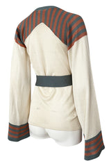 Rare 1970s Ossie Clark Couture Flared Sleeve Sweater w Belt