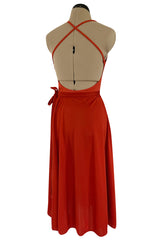 Original 1987 Danskins Deep Rust Coloured Stretch Jersey Bodysuit & Wrap Skirt