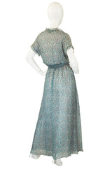 1970s Scott Barrie Silk Chiffon Ruffle Dress