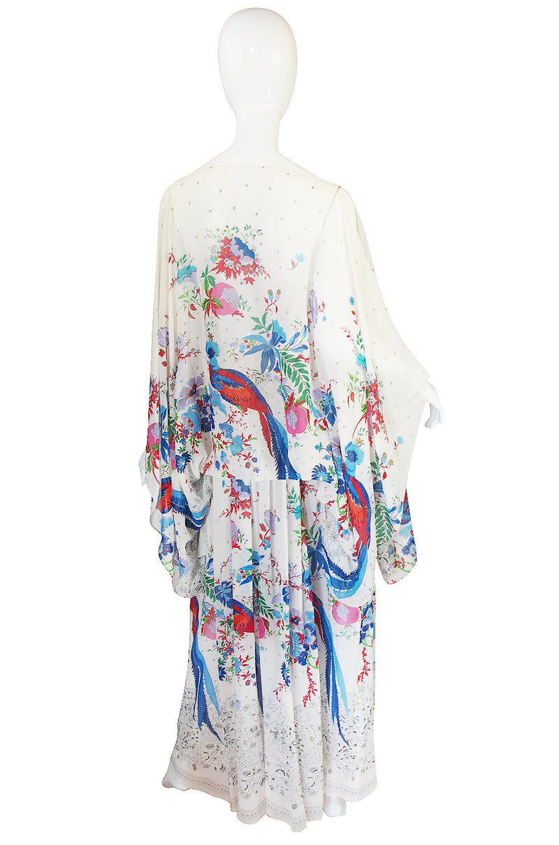 1970s Oscar de la Renta Attr Silk Chiffon Maxi Dress