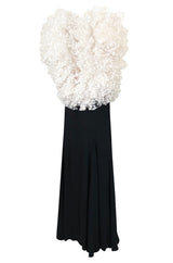 Fall 1987 James Galanos Extreme Ruffled Swiss Dot & Silk Dress