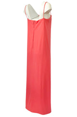 1970s Jack Bryan Layered Coral Jersey Full Length Maxi Dress
