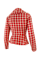 Early 2000s Vivienne Westwood Red Plaid Soft Flannel Asymmetrical Button Top