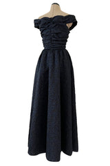 Runway Fall 2019 Christian Dior by Maria Grazia Chiuri Deep Blue & Black Off Shoulder Dress