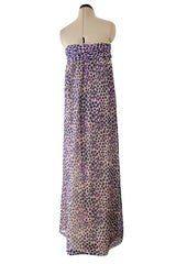 Gorgeous Spring 1977 Givenchy Runway Ad Campaign Strapless Purple Silk Chiffon Dress