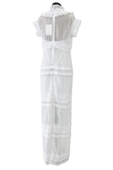 Pristine Mid 2000s Givenchy by Riccardo Tisci White Cotton Gauze & Lace Dress w Matching Underdress