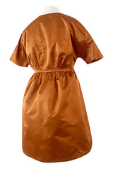 Spring 2007 Prada Burnished Gold Silk Satin Front Knot Plunging Empire Mini Dress