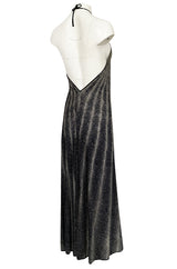 Spring 1976 Missoni Black & White Dot Print Liquid Jersey Plunge Bare Back Dress