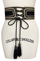 1976-77 Yves Saint Laurent Russian Collection Black & Gold Corset Tie Belt