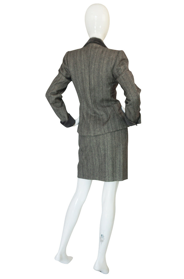 1980s Yves Saint Laurent Haute Couture Herringbone Suit