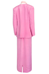 1980s Bill Blass Baby Pink Evening Jacket, Skirt & Silk Top Dress Suit