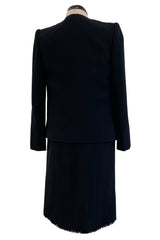 Minimalist Fall 2000 Chanel by Karl Lagerfeld Haute Couture Runway Look 11 Black Dress & Jacket Suit
