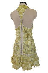 Exceptional Spring 2003 Gucci by Tom Ford Rare Runway Pale Yellow Feather Mini Dress