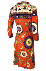 1960s Emilio Pucci Printed Silk Dress w Coppola e Toppo Tassel Belt