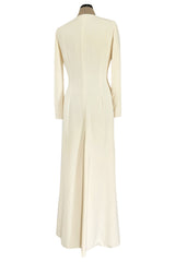 Minimalist Fall 2005 Christian Dior by John Galliano Sleek Ivory Silk Dress w Front Buttons