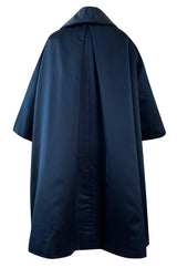 Important Fall 1958 Christian Dior by Yves Saint Laurent Haute Couture Deep Blue Silk Evening Coat