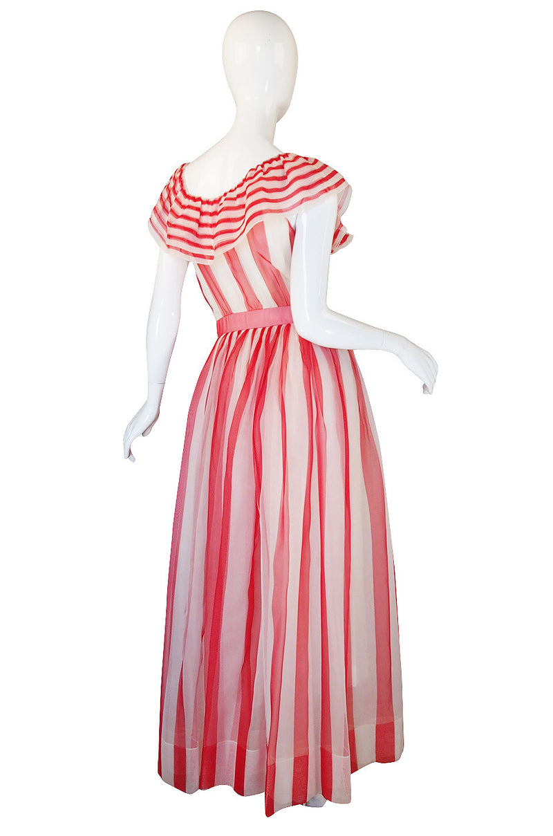Spring 1980 Documented Christian Dior Striped Silk Gown