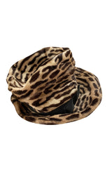 Rare c. 1963 Lilly Dache Leopard Print Fur Slouchy Fedora Hat