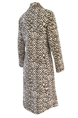 1970s Givenchy Structured Neoprene Canvas Finish Abstract Print Coat w Silver Buttons