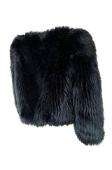 Recent Prada Deep Blue Grey Faux Fur Cropped 'Chubby' Jacket