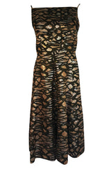 1960s Nina Ricci Metallic Gold Silver Silk Brocade Dress & Jacket Suit Set