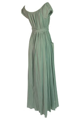 S/S 2016 Mara Hoffman Pale Green Cotton Gauze Off Shoulder Dress