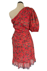 Prettiest 2018 Isabel Marant Etoile Esther One Shoulder Red Floral Print Dress
