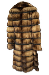 c.1966 Pierre Cardin Fitch Fur & Black Suede Flared Sleeve Coat
