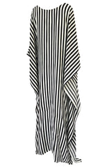 F/W 2016 Jaline "Martina" Custom Striped Silk Black and White Caftan