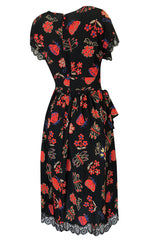 c.1974 Karl Lagerfeld for Chloe Dragon & Butterfly Printed Silk Day Dress