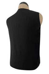 Beautiful Upcycled Vintage Black Silk Chiffon Top w Hand Applied 1920s Flower Detailing