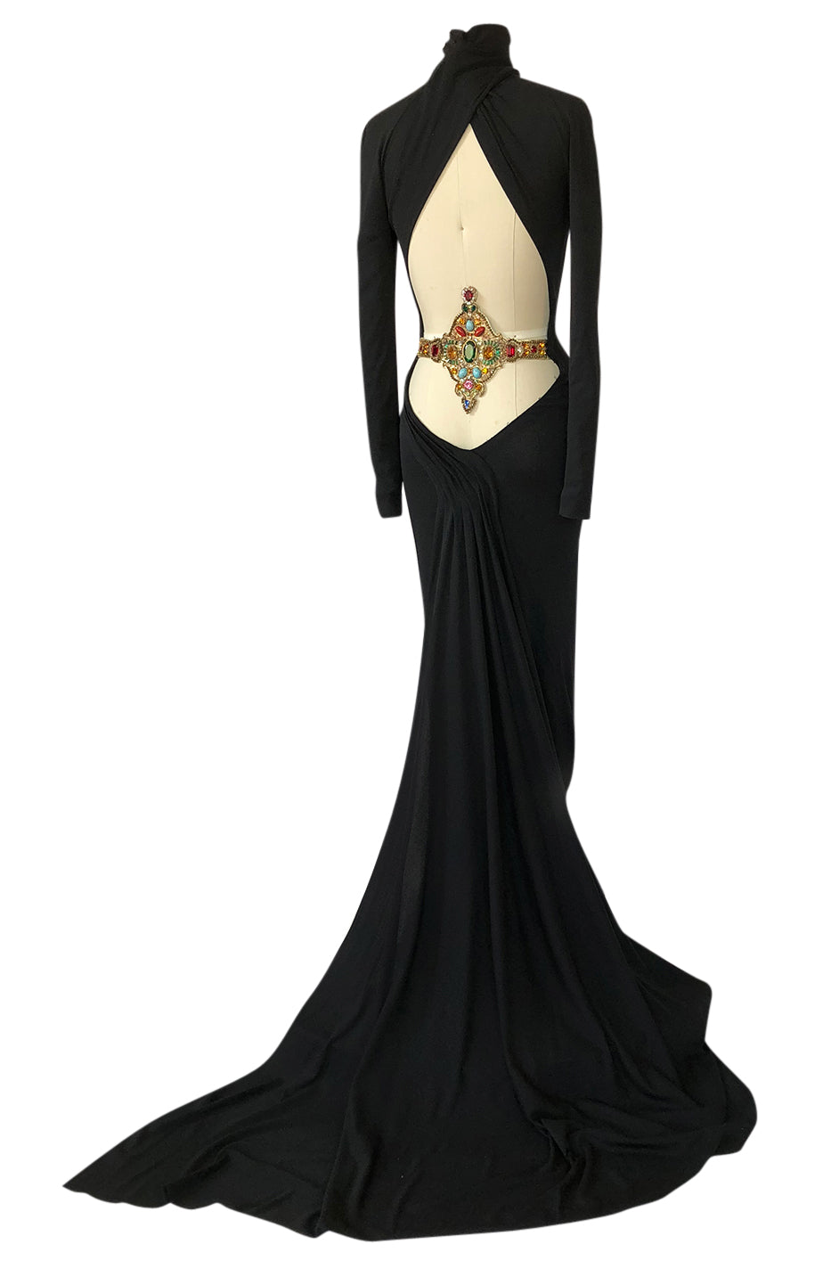 S/S 2001 Jean Louis Scherrer Haute Couture Backless Jewelled Runway Dress