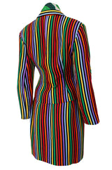 Spring 1992 Todd Oldham Floral Top w Rainbow Striped Jacket & Skirt Suit