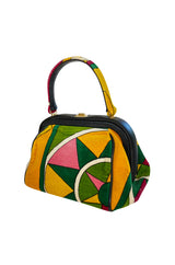 1960s Emilio Pucci for Jana Printed Velvet & Leather Top Handle Bag