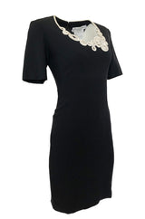 1990s Christian Dior Cord Detailed Black Dress w Numbered Label