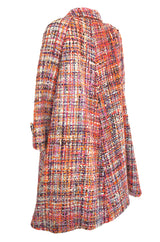 Early 1960s Christian Dior Pink & Coral Textured Weave Boucle Swing Coat